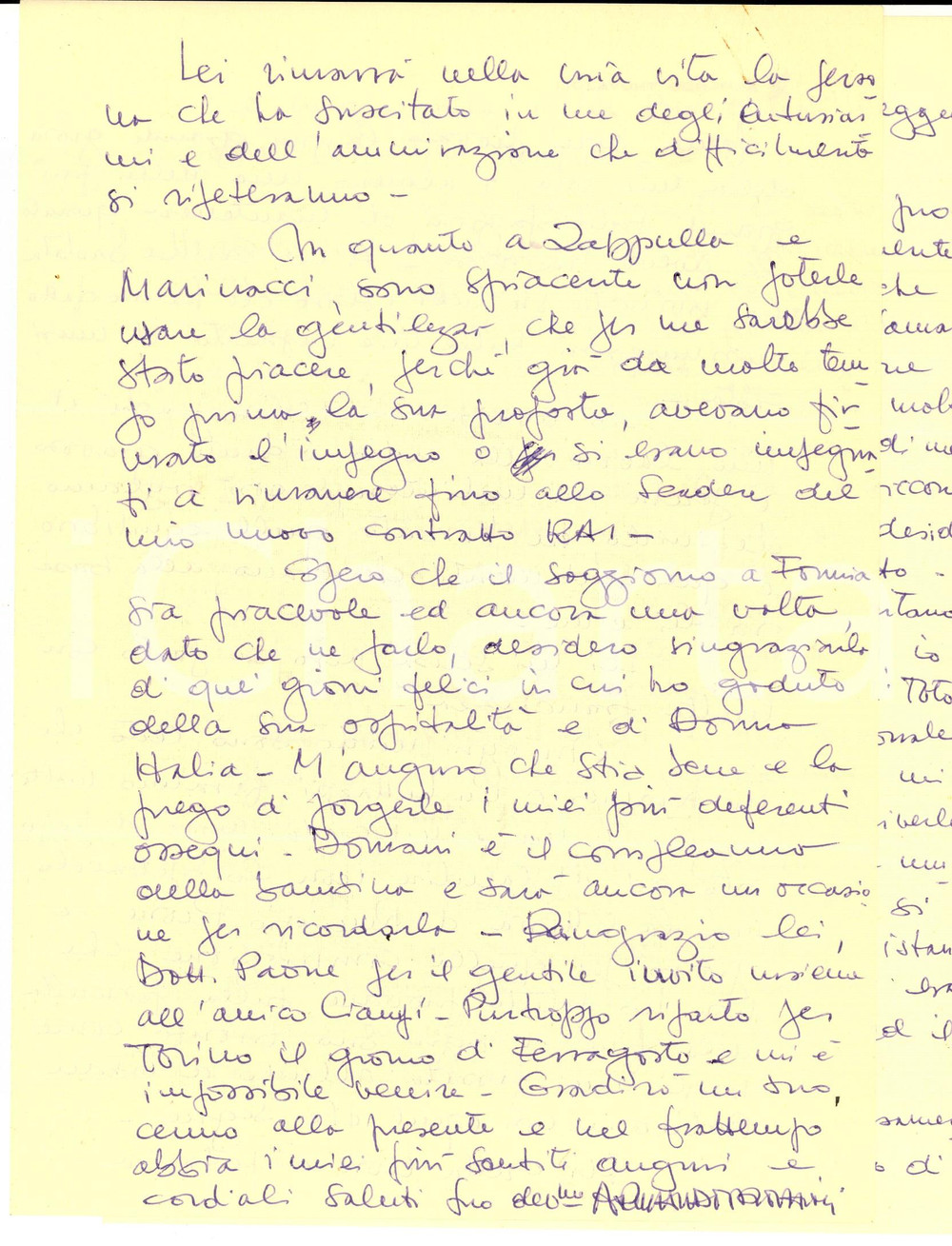 1956 ROMA Armando TROVAJOLI non compone per la rivista di Totò - AUTOGRAFO