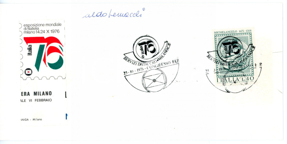 1976 MILANO CORRIERE DELLA SERA Aldo BERNACCHI - Biglietto AUTOGRAFO *Timbro FDC