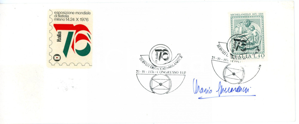 1976 MILANO CORRIERE DELLA SERA Mario GHERARDUCCI *Biglietto AUTOGRAFO - FDC