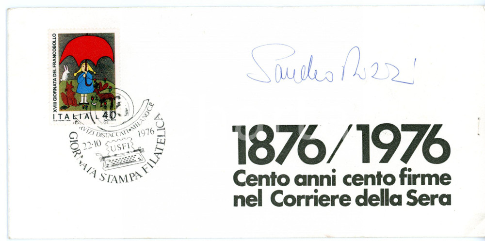 1976 MILANO CORRIERE DELLA SERA Sandro RIZZI *Biglietto AUTOGRAFO - Timbro FDC