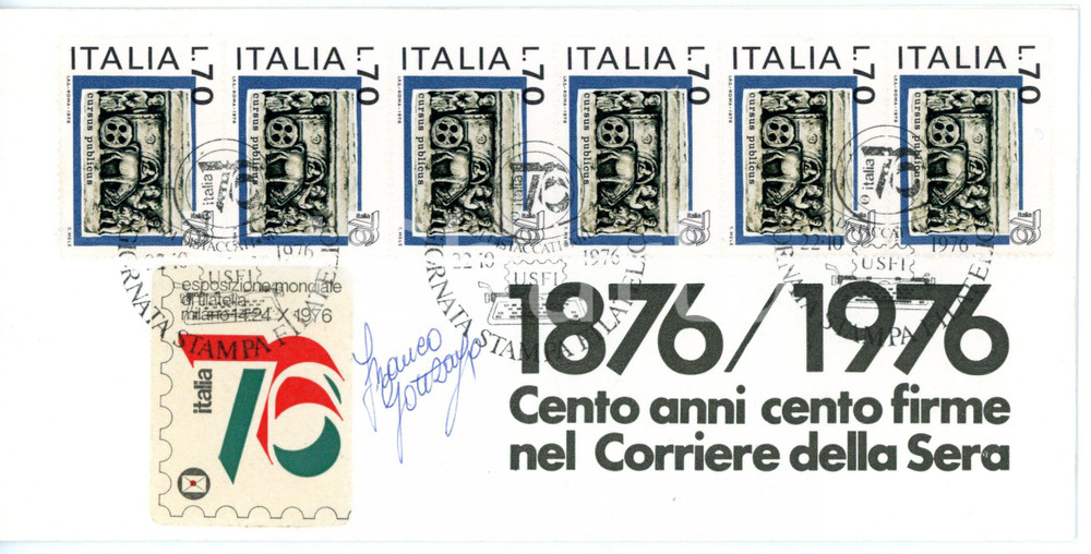 1976 MILANO CORRIERE DELLA SERA Franco GONZAGA *Biglietto AUTOGRAFO - Timbro FDC