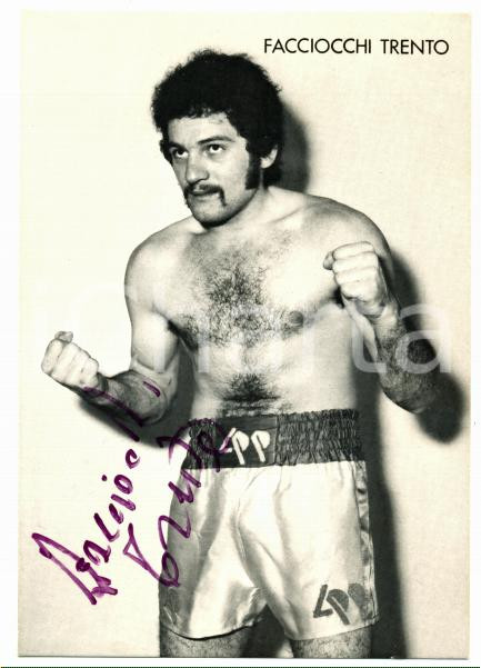 1975 ca PUGILATO Ritratto di Trento FACCIOCCHI - Cartolina con AUTOGRAFO