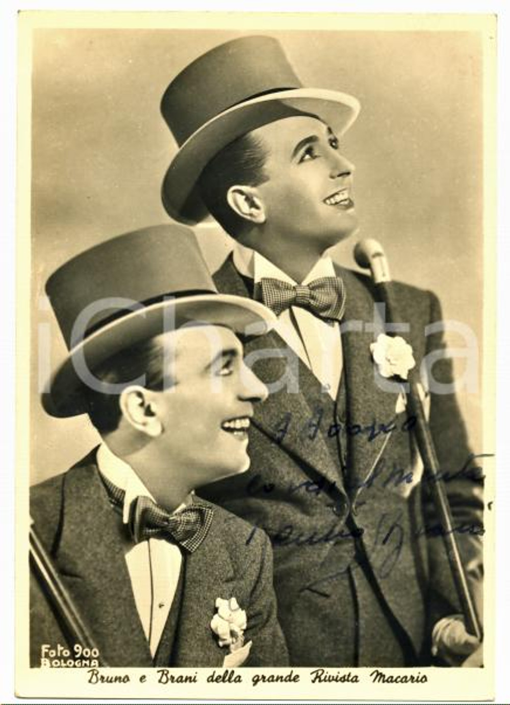 1940 ca TEATRO Grande Rivista di MACARIO I fantasisti BRUNO E BRANI - Autografo