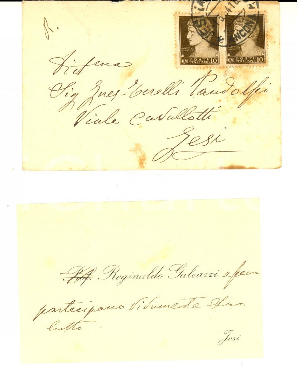 1941 JESI Biglietto musicista Reginaldo GALEAZZI - AUTOGRAFO