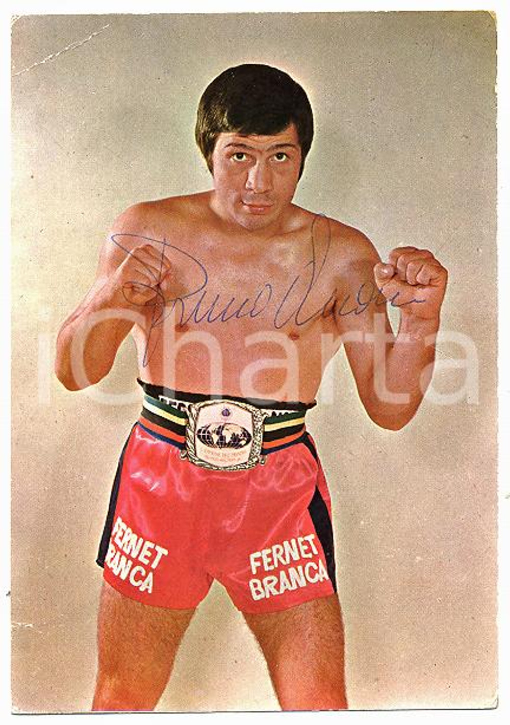 1970 ca PUGILATO Bruno ARCARI Colonia FERNET BRANCA *Autografo su cartolina