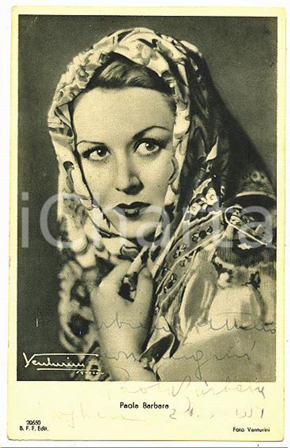 1951 VOGHERA - CINEMA Paola BARBARA Attrice - Cartolina con AUTOGRAFO FP NV