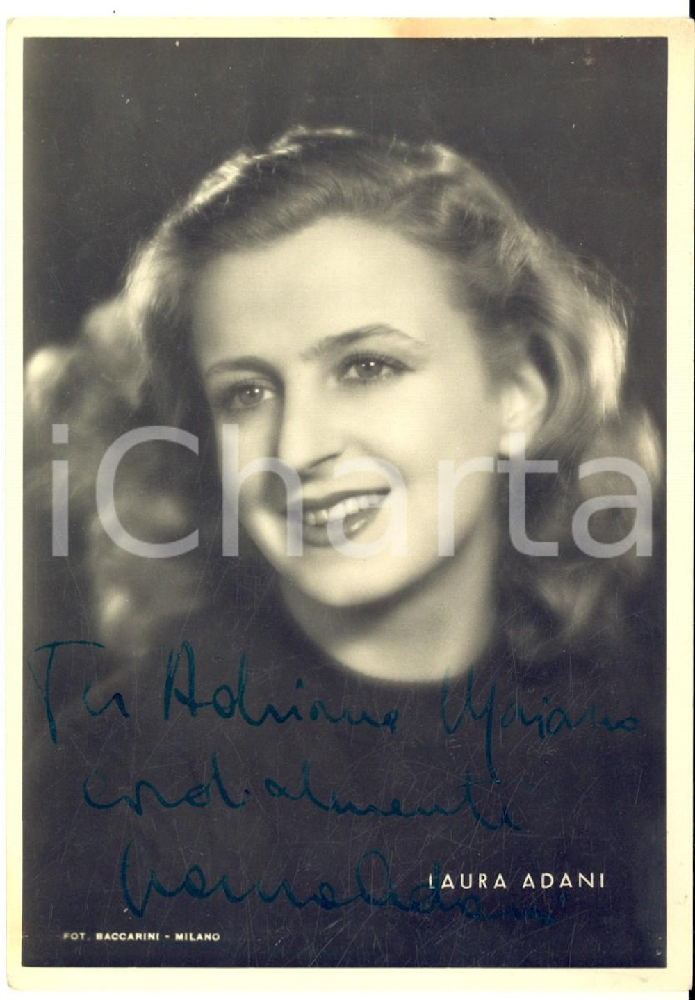 1950 ca TEATRO Attrice Laura ADANI - Foto seriale con AUTOGRAFO 10x15 cm