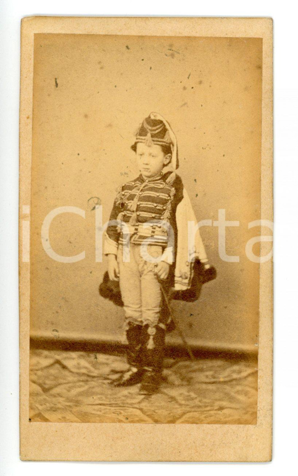 1870 ca IVREA Ritratto di bambino in costume militare *Foto RARA MARIANI CDV