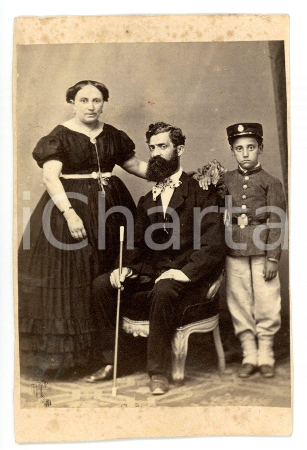 1870 ca MILANO Emilio CORBETTA con figlio in divisa - Fotografia TRIESTINA CDV