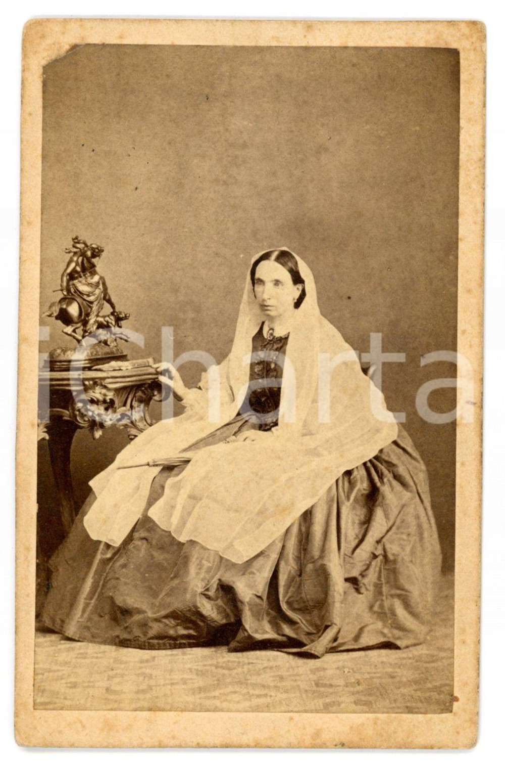 1865 ca NAPOLI Carlotta BACIGALUPO GAROLA  in abito da passeggio *Foto CDV