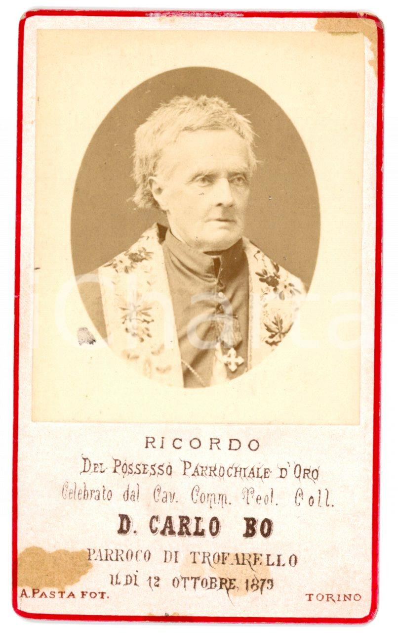 1873 TROFARELLO Ritratto di don Carlo BO - Anniversario - Foto PASTA CDV