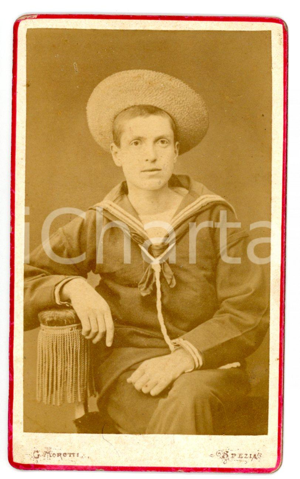 1880 ca LA SPEZIA Regia Marina - Allievo Pierre BATTISTOLO - Foto MOROTTI CDV