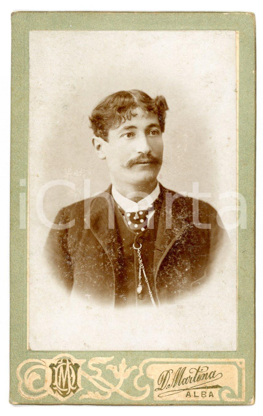 1900 ca ALBA Ritratto geometra Giovanni RIZZOLO con cravatta a pois *Foto CDV