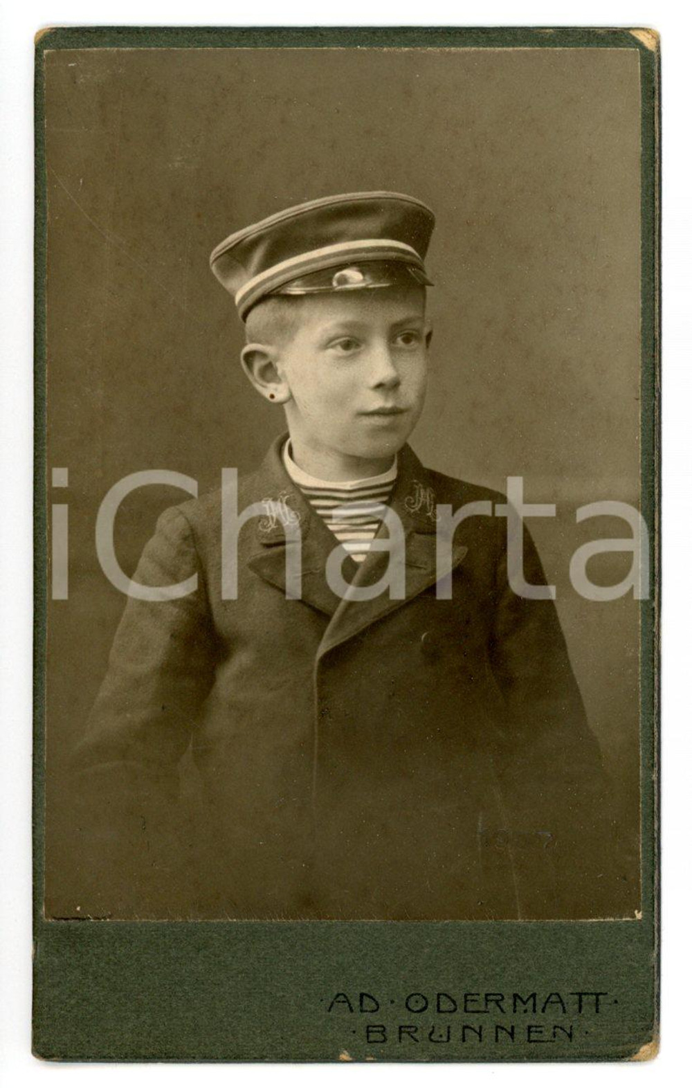 1900 ca BRUNNEN Ritratto Bruno FLEURY in divisa collegiale - Foto ODERMATT CDV