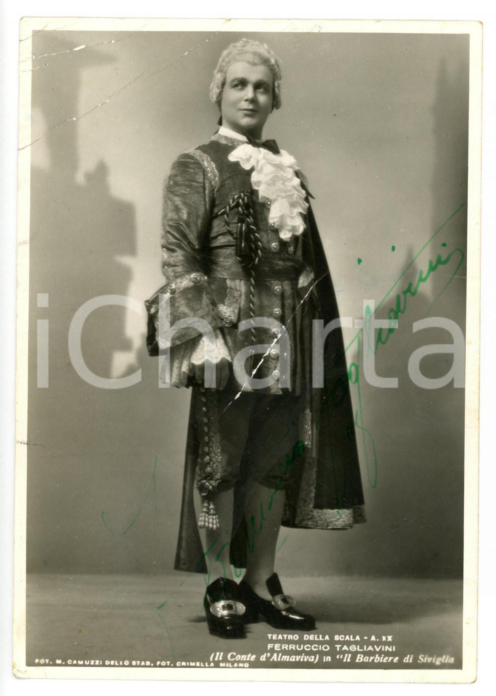 1942 MILANO Teatro alla SCALA Ferruccio TAGLIAVINI - AUTOGRAFO DANNEGGIATO