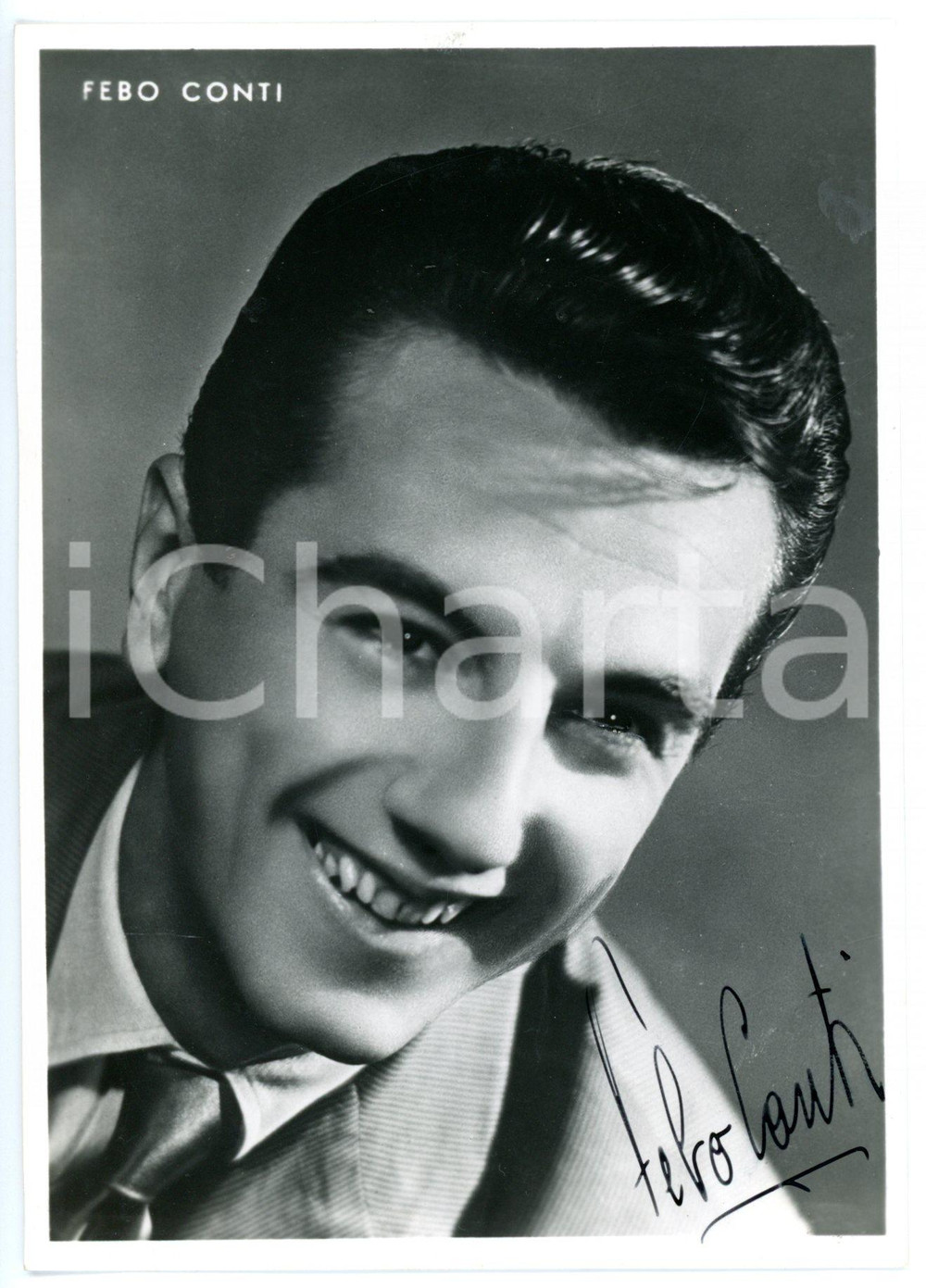 1955 ca MILANO Ritratto di Febo CONTI - Cartolina seriale con AUTOGRAFO FG NV