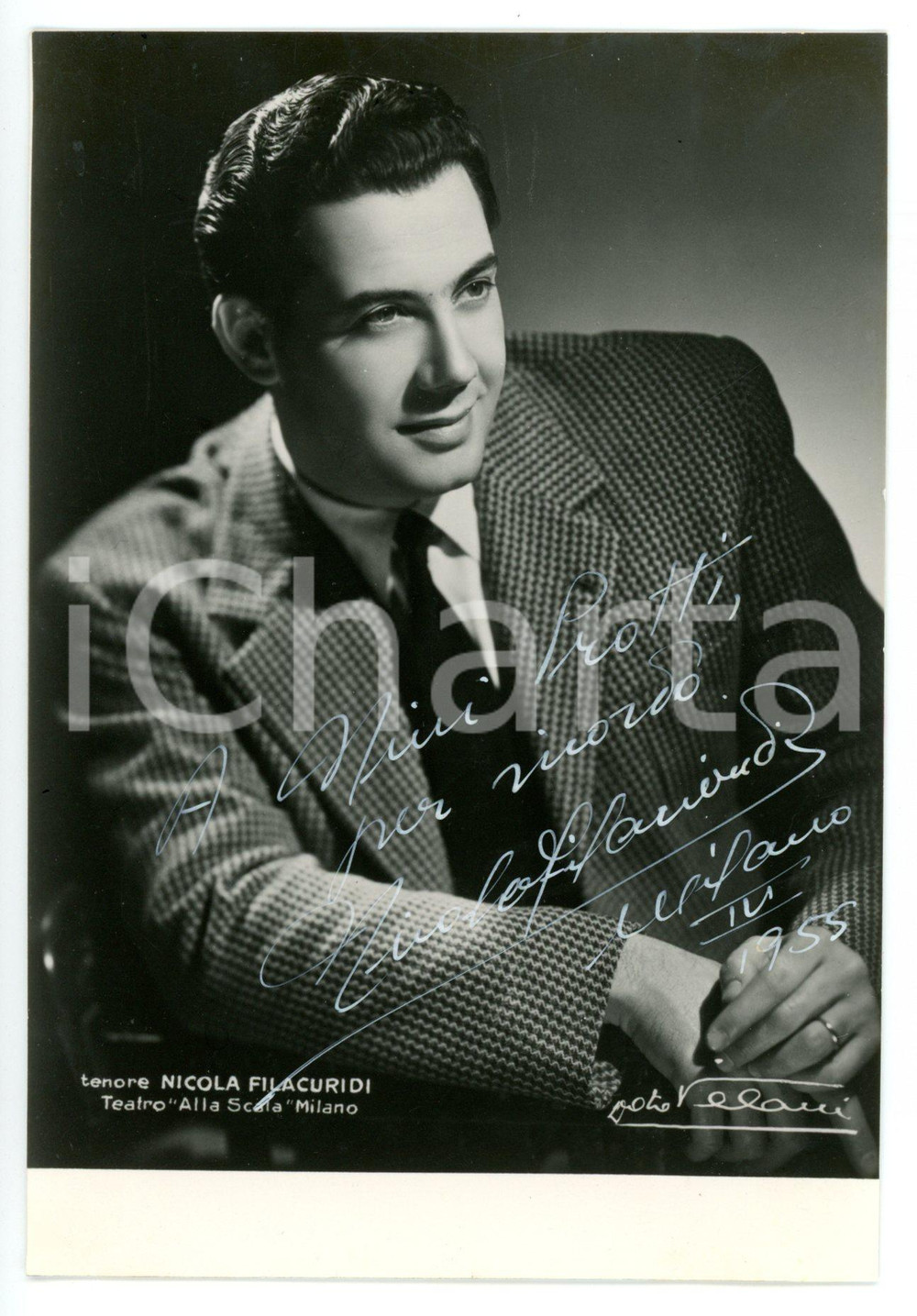 1955 MILANO Teatro alla SCALA - Nicola FILACURIDI tenore *Foto con AUTOGRAFO