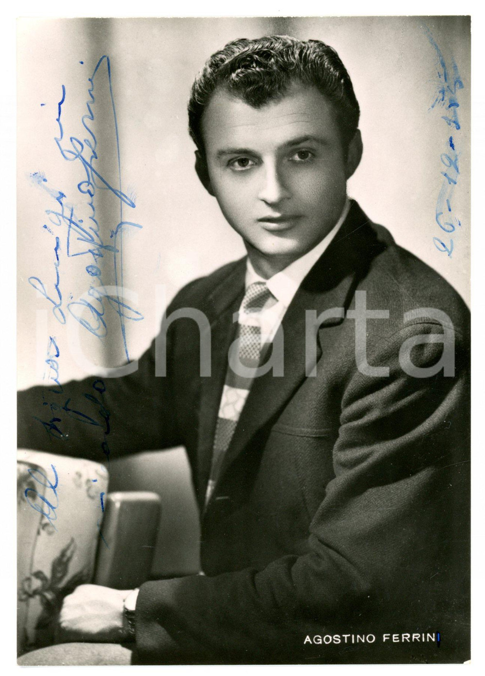 1955 LIRICA Basso Agostino FERRIN - Ritratto - Foto seriale con AUTOGRAFO