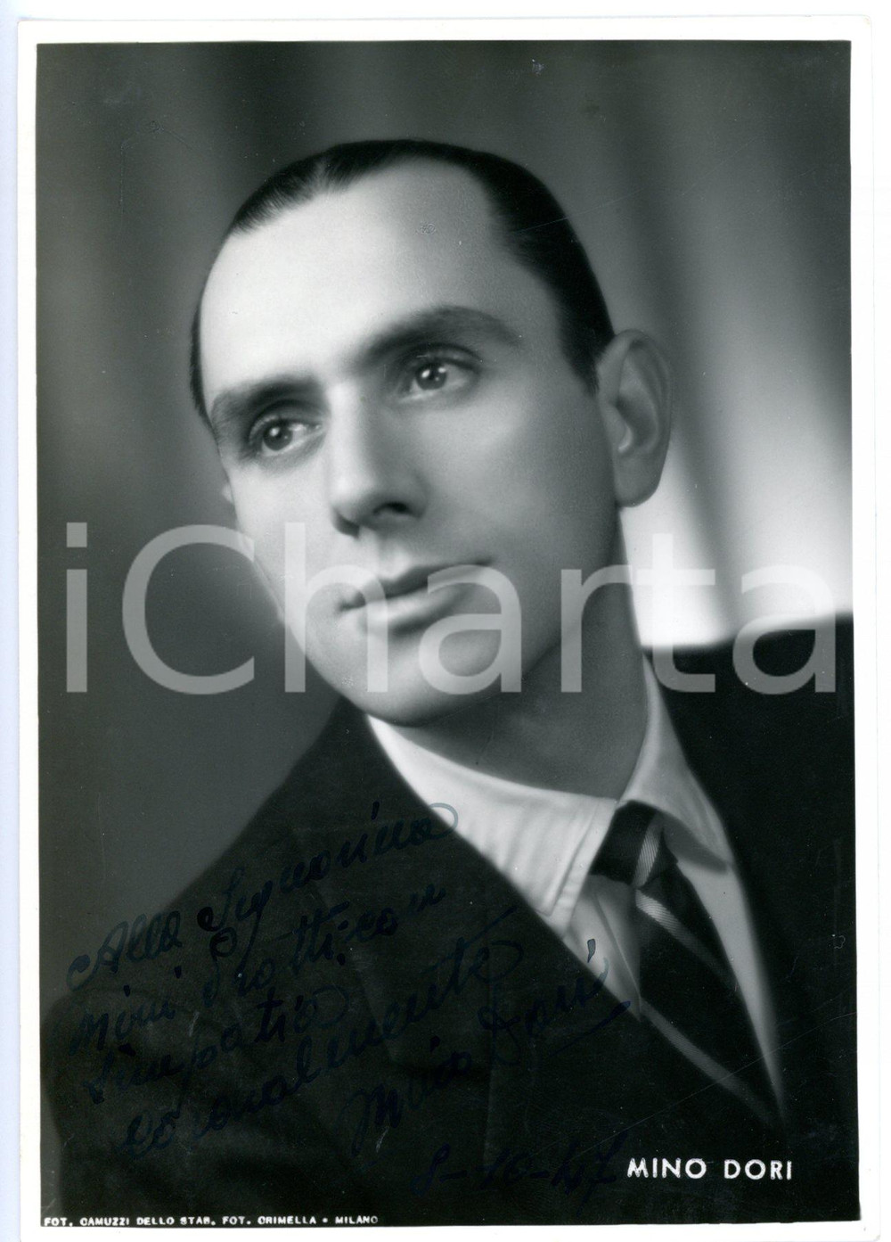 1947 MILANO CINEMA Mino DORO Ritratto dell'attore - Foto seriale con AUTOGRAFO