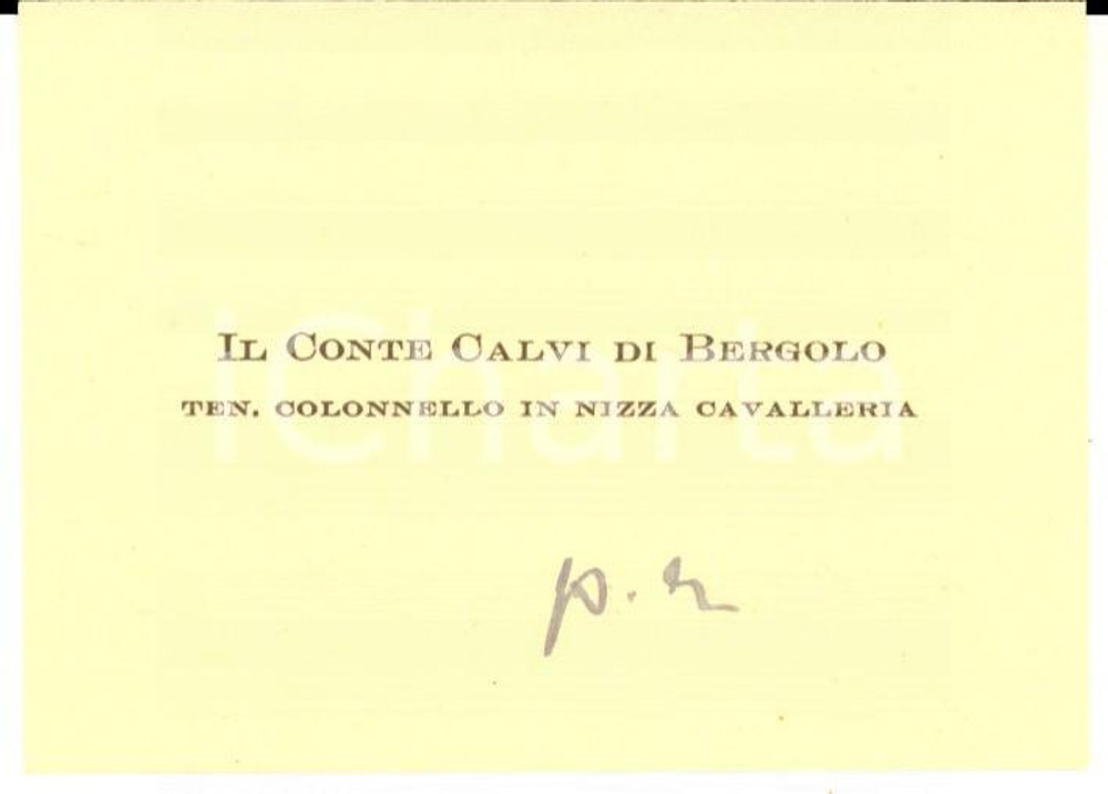 1930 ca ROMA Conte Giorgio CALVI DI BERGOLO - Biglietto da visita con sigla