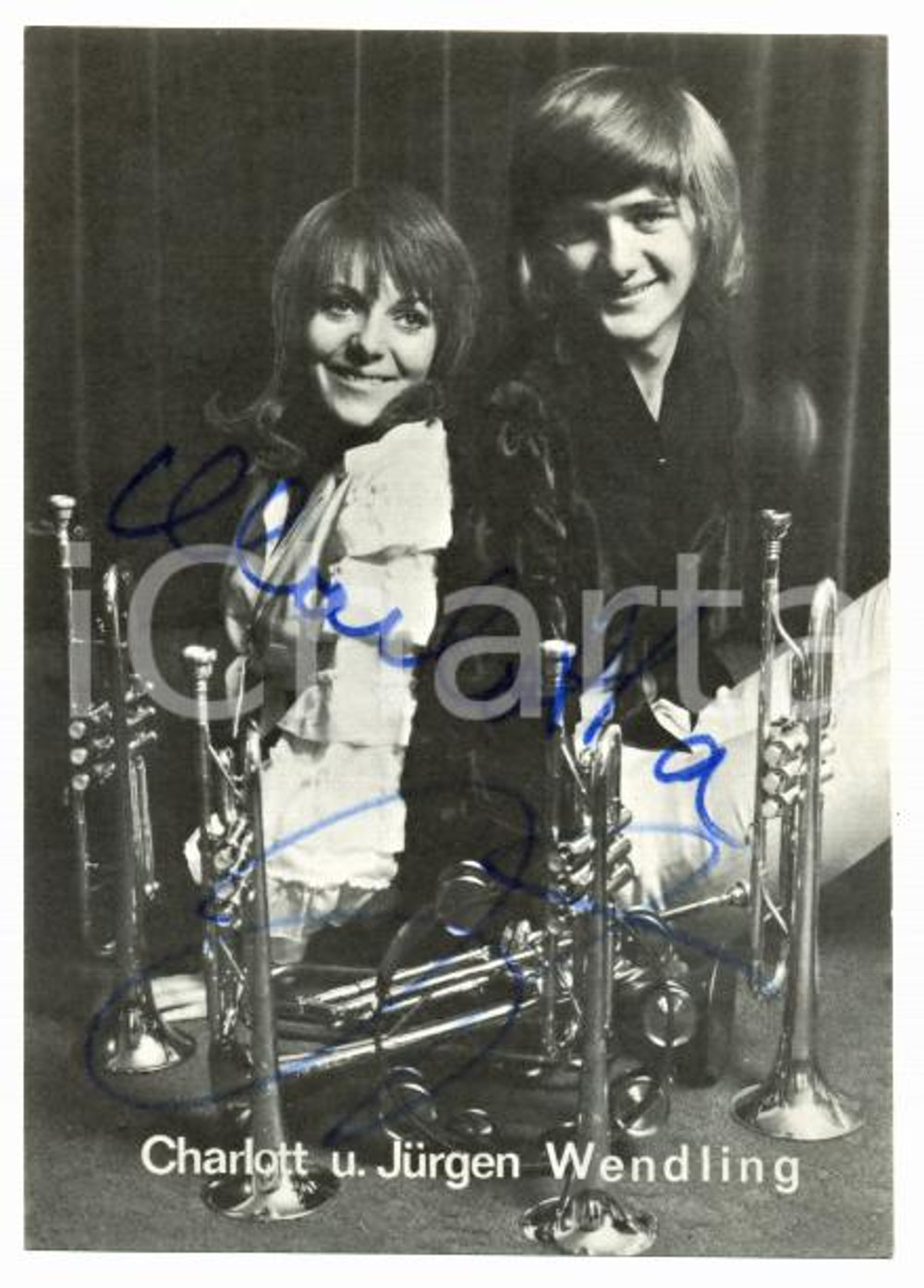 1970 ca GERMANY Charlotte und Jürgen WENDLING - AUTOGRAFO su foto seriale