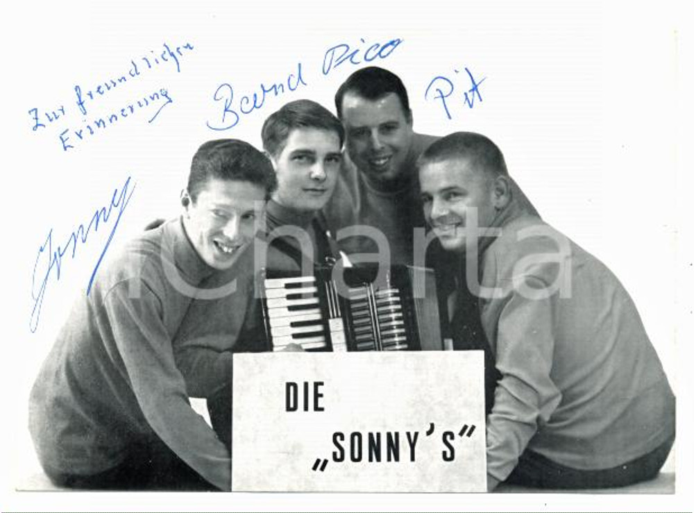 1970 ca GERMANY Gesangsquartett DIE SONNY'S - AUTOGRAFO su foto seriale