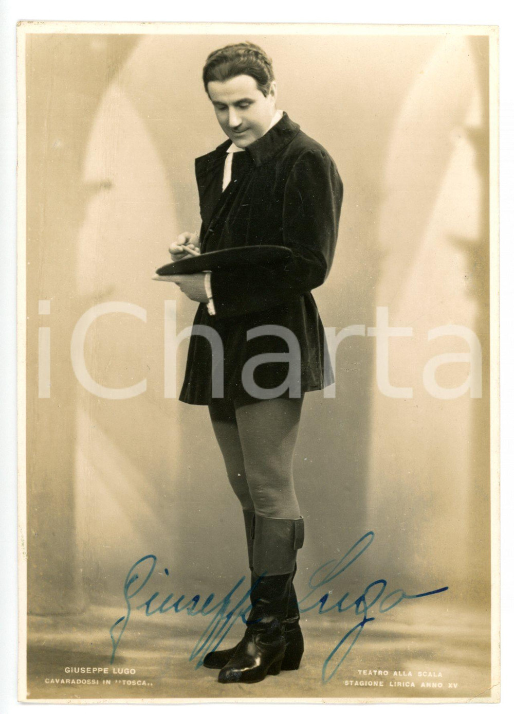 1940 ca LIRICA Tenore Giuseppe LUGO in "Tosca" - Fotocartolina con AUTOGRAFO FG