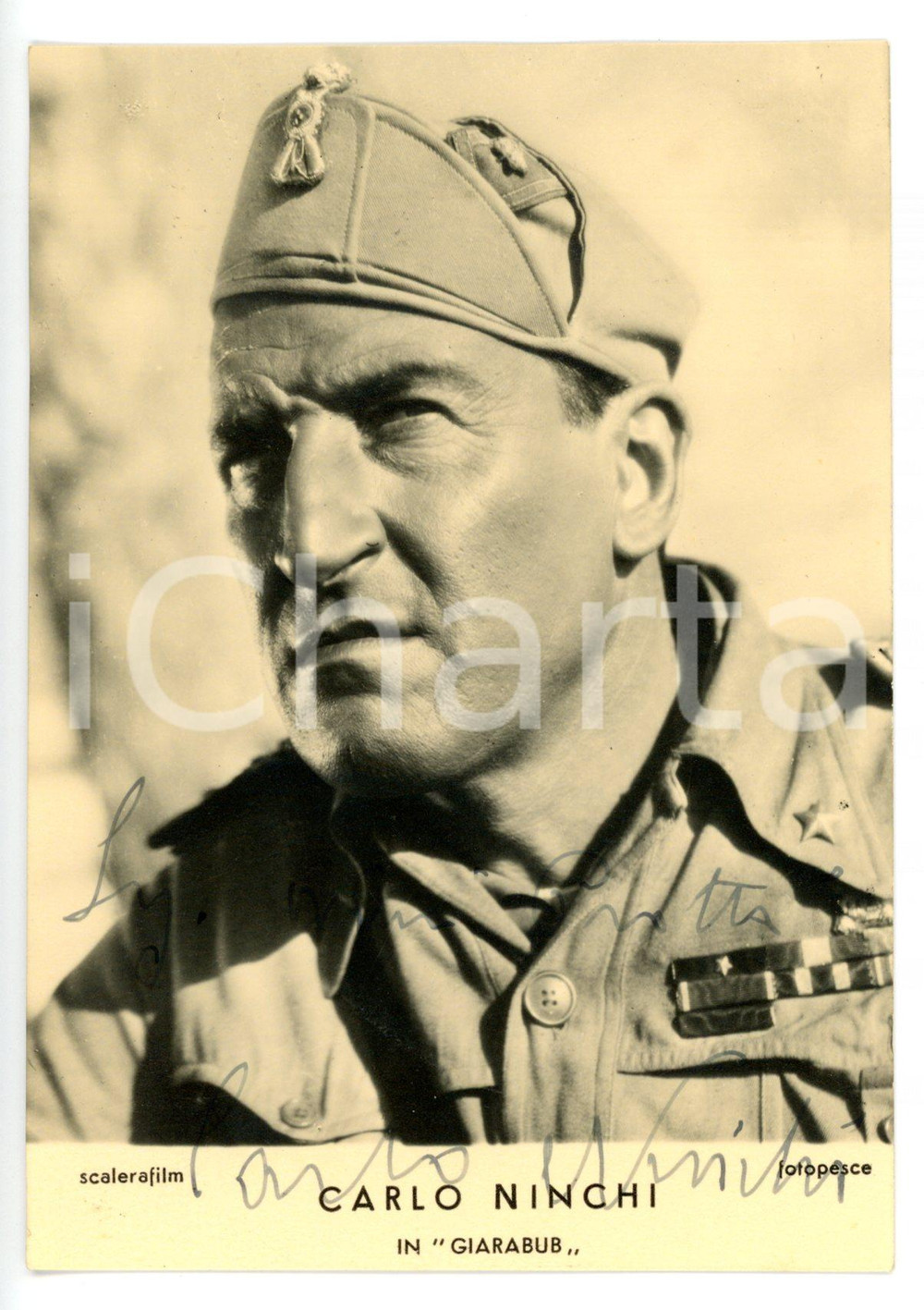 1942 CINEMA Attore Carlo NINCHI in "Giarabub" - Foto seriale con AUTOGRAFO FP