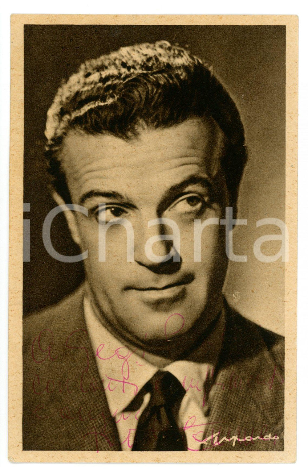 1940 ca CINEMA Attore Fausto TOMMEI - Fotocartolina EPISAN con AUTOGRAFO - FP