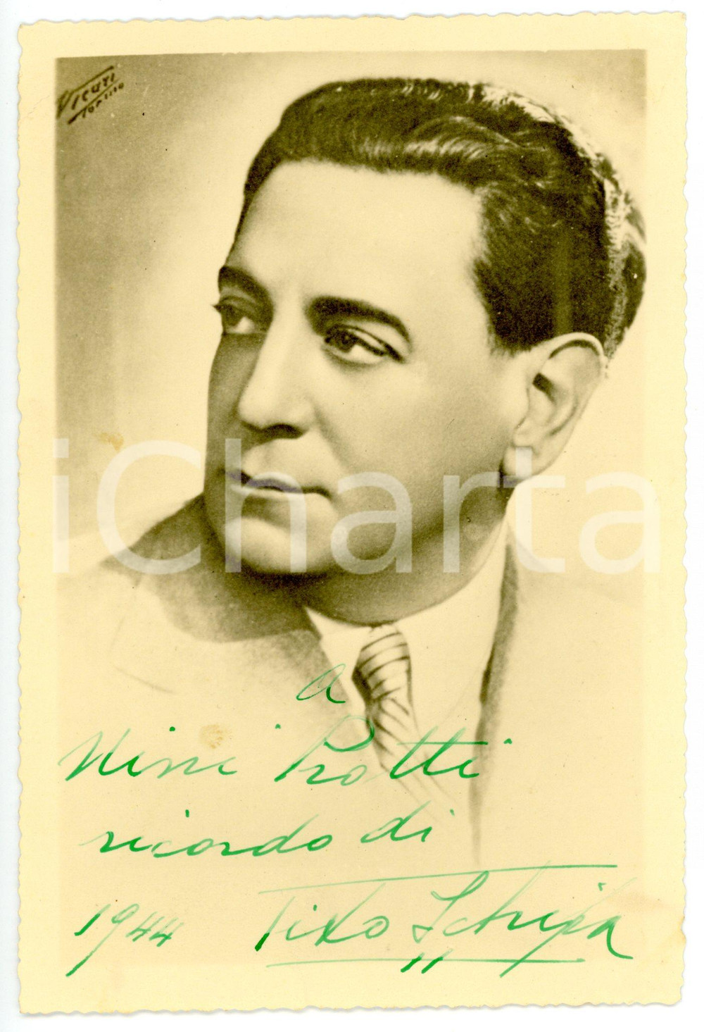 1944 LIRICA Tenore Tito SCHIPA - Fotografia seriale con AUTOGRAFO 11x17 cm