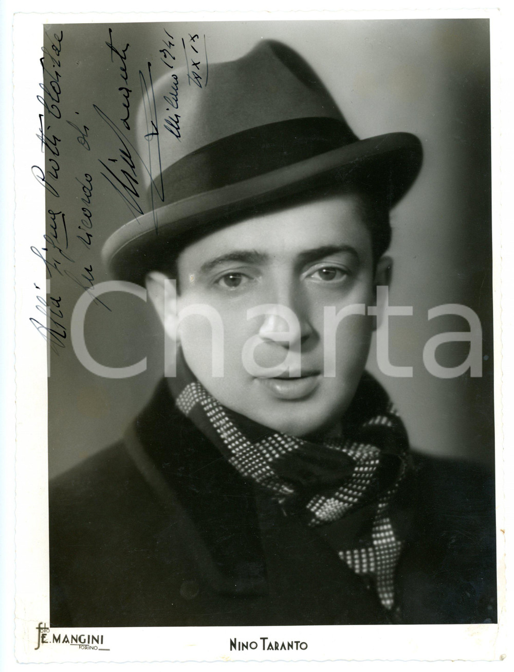 1941 MILANO - CINEMA Attore Nino TARANTO *Foto seriale con AUTOGRAFO 18x24 cm