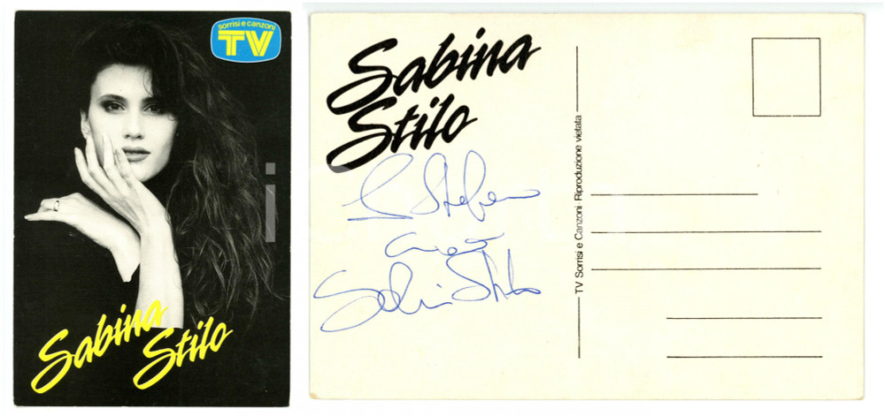 1990 ca TV SORRISI E CANZONI Conduttrice Sabina STILO *Cartolina con AUTOGRAFO