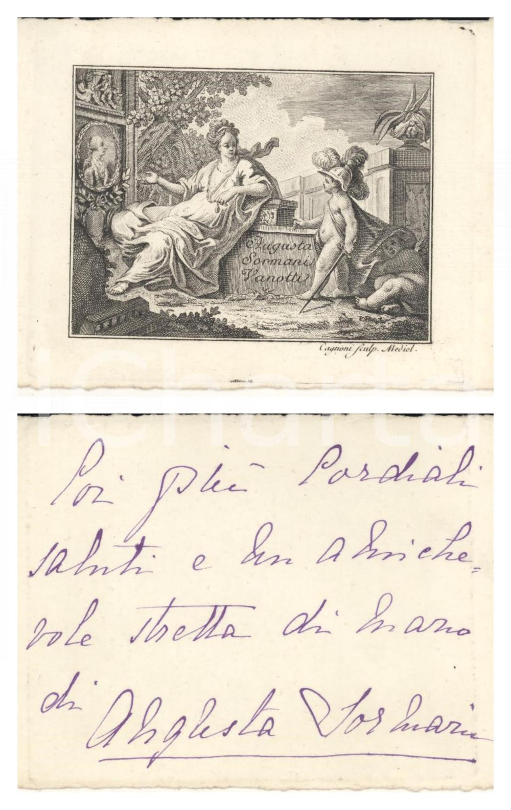 1930 ca Contessa Augusta SORMANI ANDREANI VANOTTI - Biglietto AUTOGRAFO