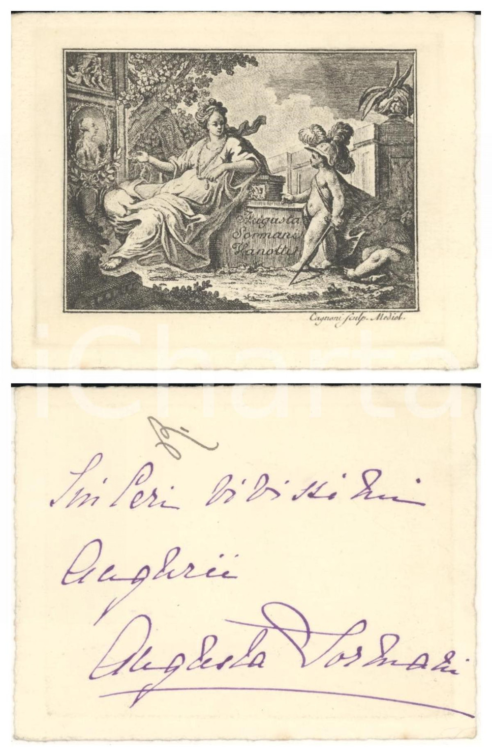 1930 ca Contessa Augusta SORMANI ANDREANI VANOTTI  ^Biglietto AUTOGRAFO
