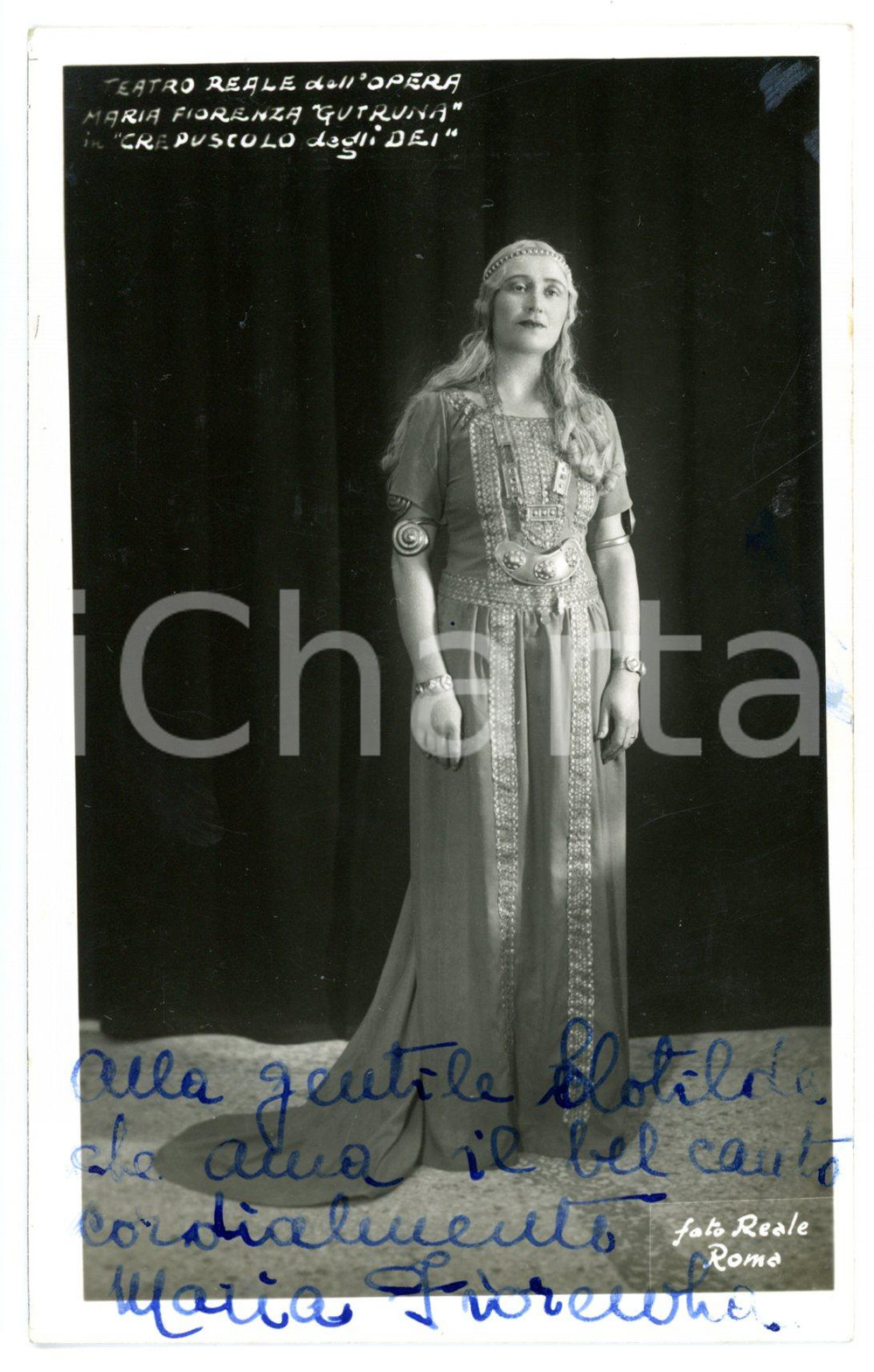1950 ca ROMA LIRICA Maria FIORENZA in "Crepuscolo degli dei" - AUTOGRAFO 9x14 cm