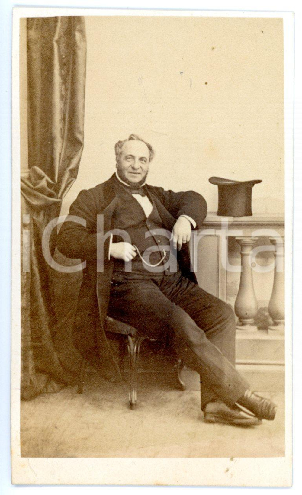 1860 ca TORINO Barone Carlo BIANCO DI BARBANIA in abito scuro - DI CHANAZ - CDV