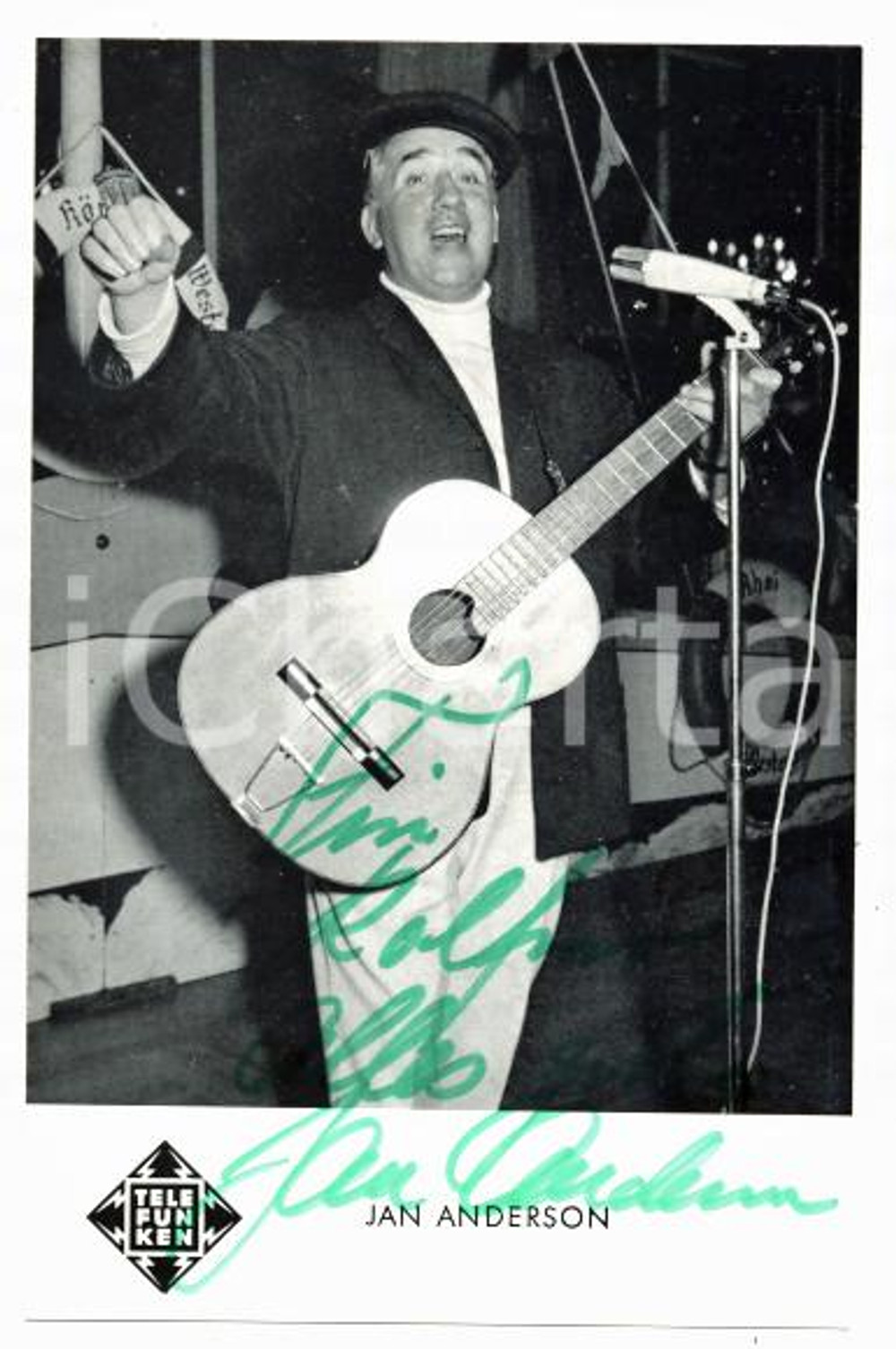 1970 ca GERMANY - MUSIC Jan ANDERSON - AUTOGRAFO su foto seriale TELEFUNKEN
