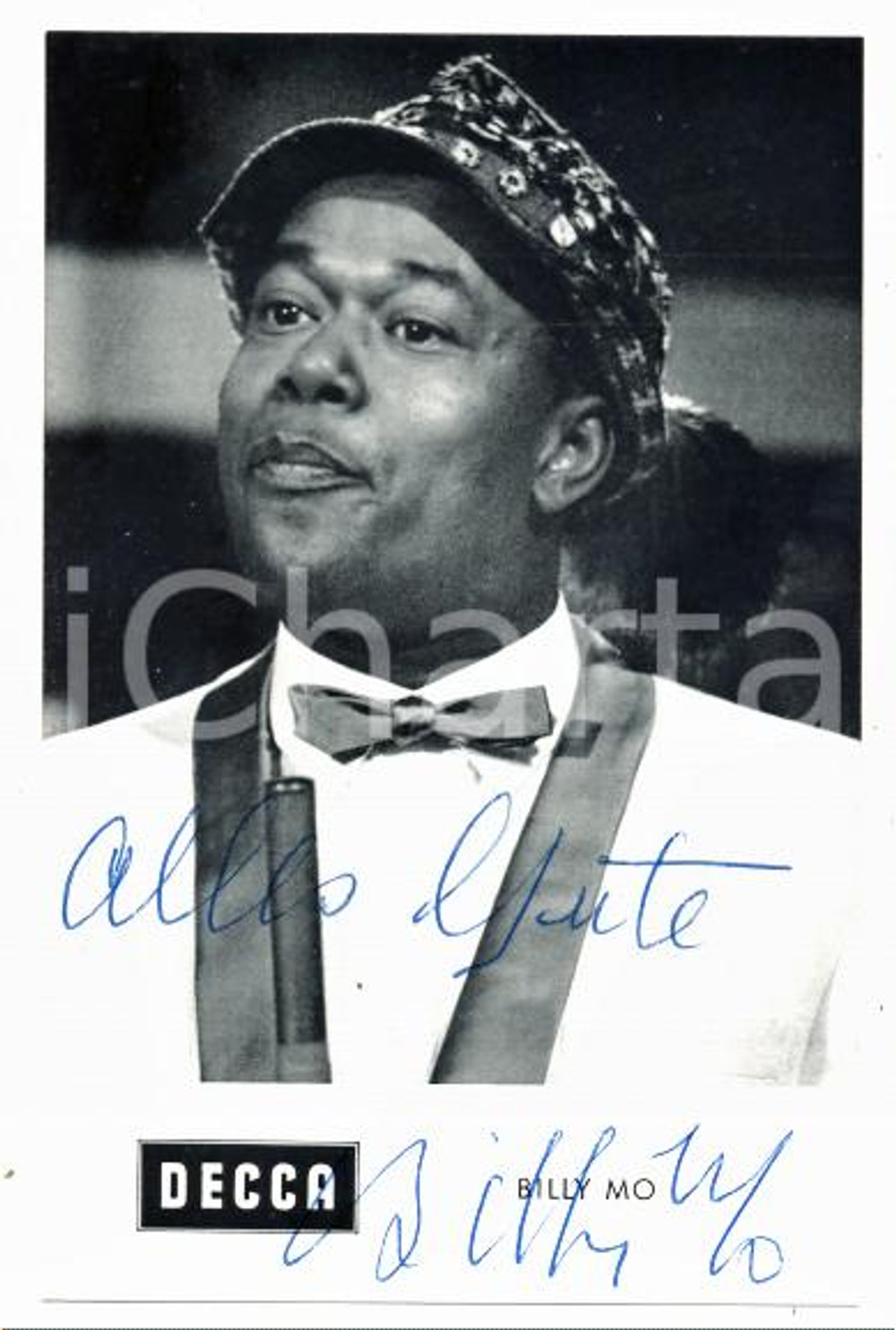 1970 ca GERMANY - MUSIC Billy MO Portrait - AUTOGRAFO su foto seriale DECCA