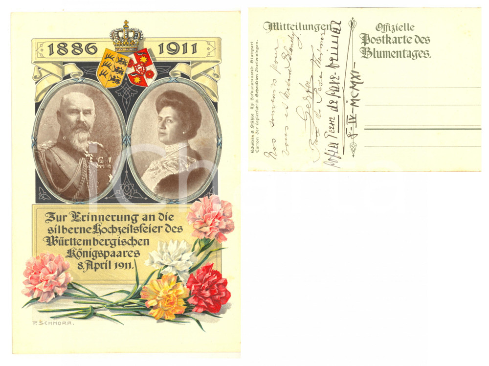 1911 Sophie of SAXE-WEIMAR - Gerta of YSENBURG - SIGNED postcard silver wedding