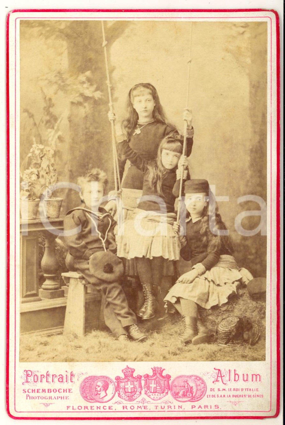 1881 FIRENZE Marchesi di SAN GERMANO - Ritratto dei bambini - Foto SCHEMBOCHE
