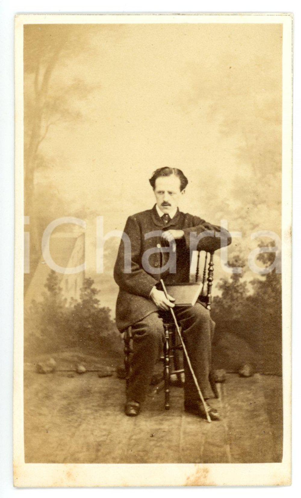 1865 ca TORINO Ritratto del conte Pietro di SAN MARTINO seduto - Foto CDV