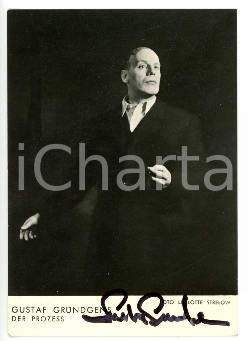 1940 ca TEATRO Gustaf GRUNDGENS in "Der Prozess" - Foto seriale con AUTOGRAFO