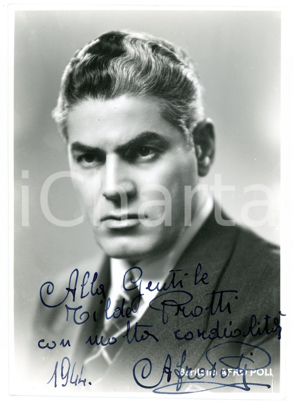1944 LIRICA Baritono Afro POLI *Foto seriale VILLANI con AUTOGRAFO - 12x17 cm