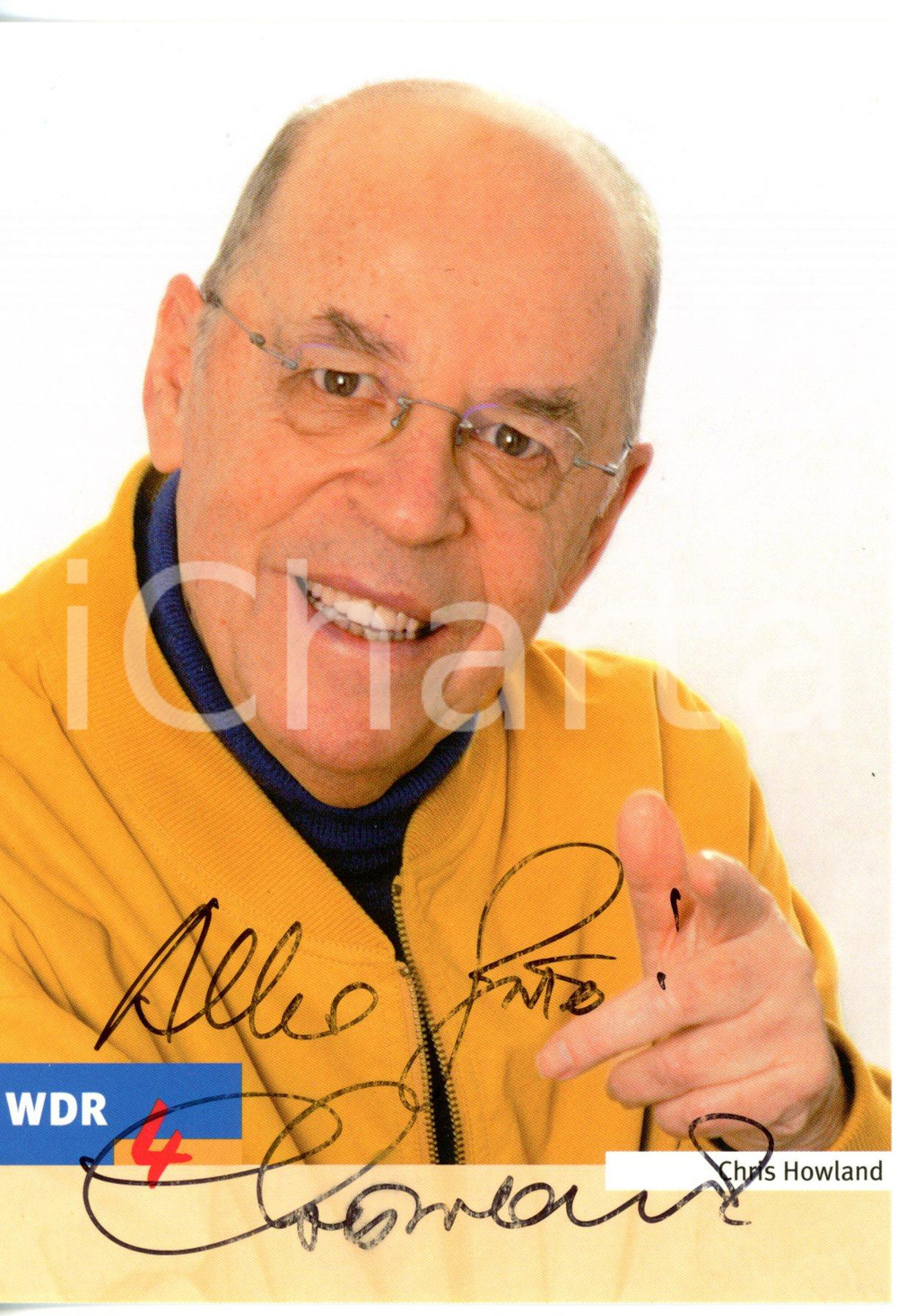 2000 ca COSTUME Conduttore radio Chris HOWLAND *Foto seriale WDR 4 con AUTOGRAFO