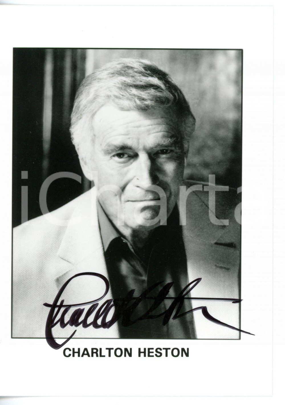 1990 ca CINEMA Attore Charlton HESTON *Foto seriale con AUTOGRAFO 9x12 cm