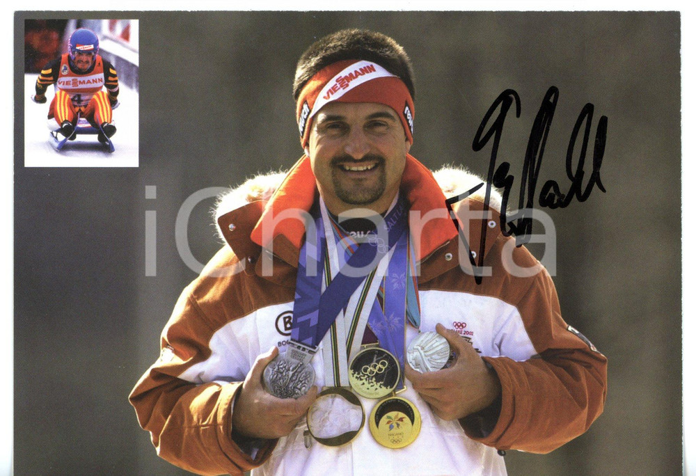 2004 OLIMPIADI - SLITTINO Ritratto di Georg HACKL *Foto seriale con AUTOGRAFO