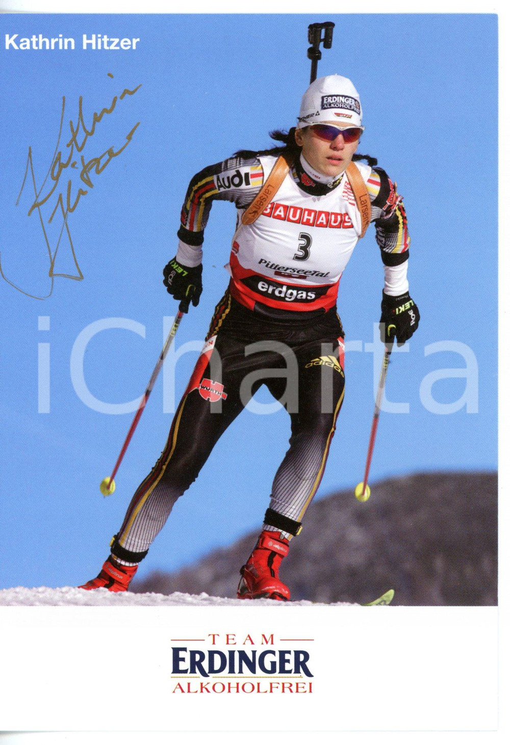 2007 SPORT - SCI Ritratto di Kathrin HITZER *Foto seriale ERDINGER con AUTOGRAFO