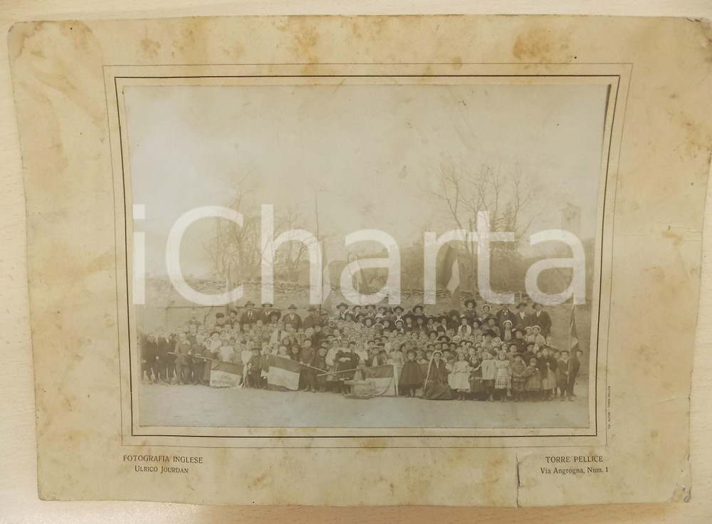 1910 ca TORRE PELLICE Ritratto di scolaresche in gita - Foto Ulrico JOURDAN RARA