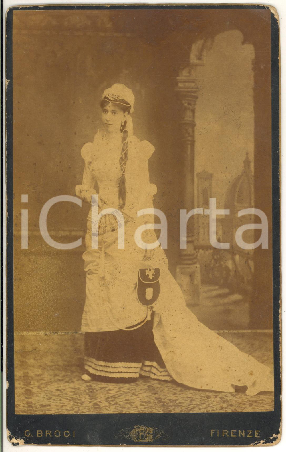 1880 ca FIRENZE Ritratto di nobildonna in costume storico - Foto BROGI 13x21 cm