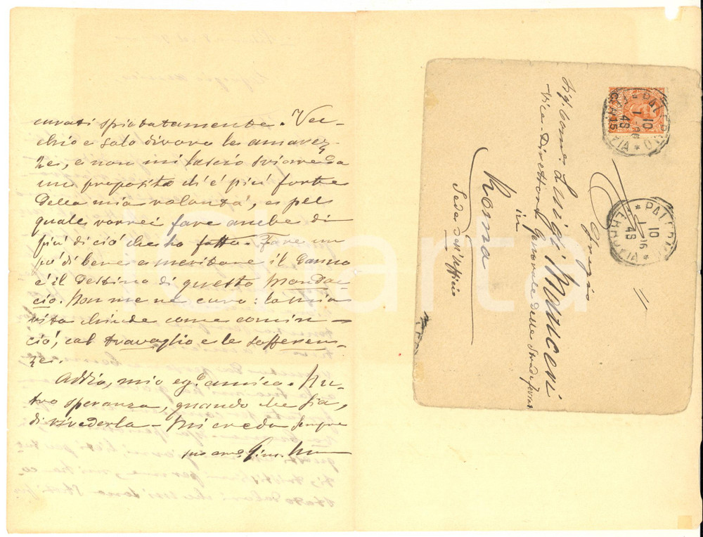 1906 PALERMO Giuseppe MAJELLI "Vecchio e solo divoro le amarezze" - AUTOGRAFO
